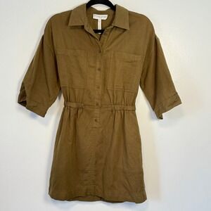 APIECE APART Olive Green‎ Linen Cotton Utility Shirtdress XS